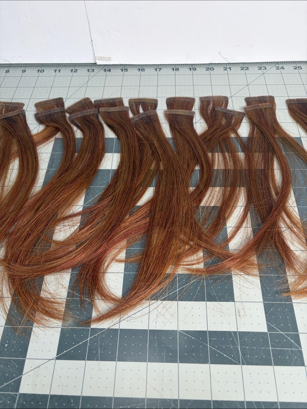 Human Hair Tape In Extensions 12-13” Auburn Copper Brown Pre-Owned 20 pieces - Picture 7 of 9